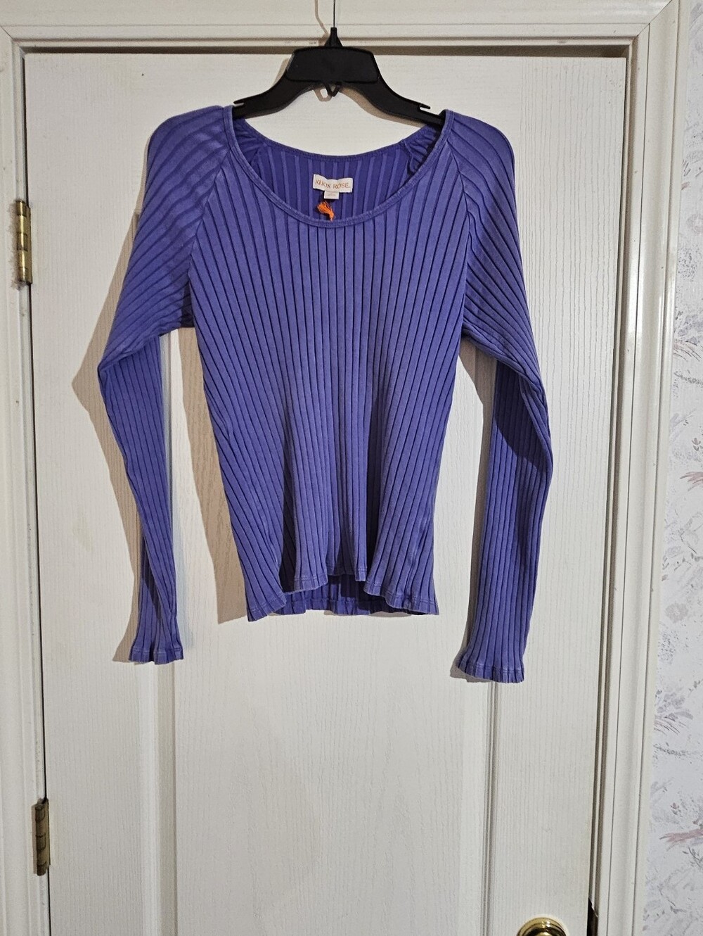 Knox Rose Purple Ribbed Long-Sleeve Top. Light Weight.